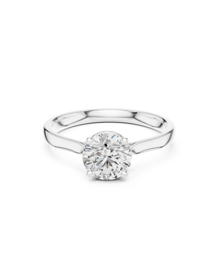 18K White Gold Vermeil Eloa Crown Moissanite Solitaire Ring in 925 Sterling Silver by Carat For You on White Background
