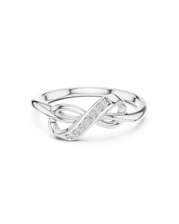 18K White Gold Vermeil Elora Infinity Twist Moissanite Ring 