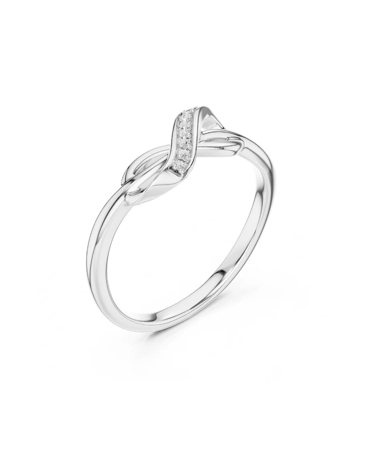 18K White Gold Vermeil Elora Infinity Twist Moissanite Ring in 925 Sterling Silver