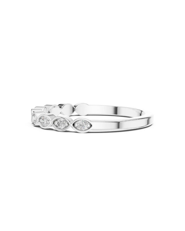18K White Gold Vermeil Eterna Marquise Bezel Moissanite Band Ring in 925 Sterling Silver by Carat For You