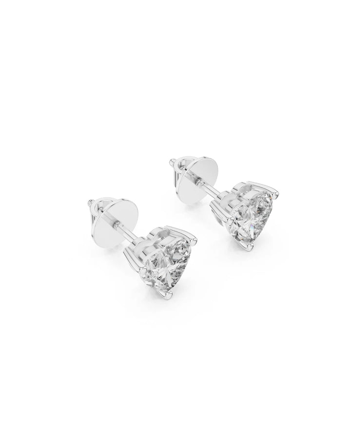 18K White Gold Vermeil Faye 6mm Heart Moissanite Solitaire Stud Earrings Video