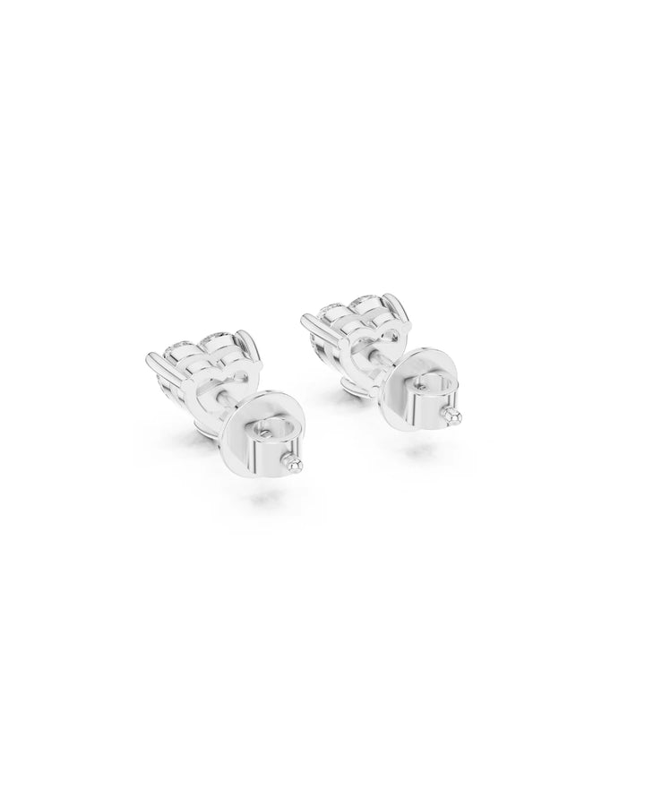 18K White Gold Vermeil Faye 6mm Heart Moissanite Solitaire Stud Earrings Video in 925 Sterling Silver