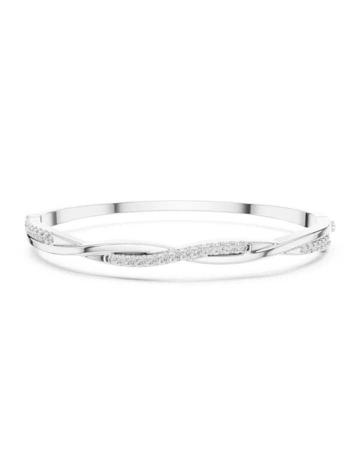 18K White Gold Vermeil Iris Infinity Moissanite Bangle Bracelet - 925 Sterling Silver