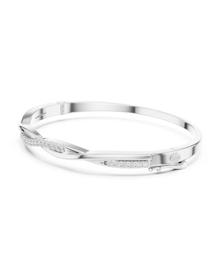 18K White Gold Vermeil Iris Infinity Moissanite Bangle Bracelet - 925 Sterling Silver by Carat For You