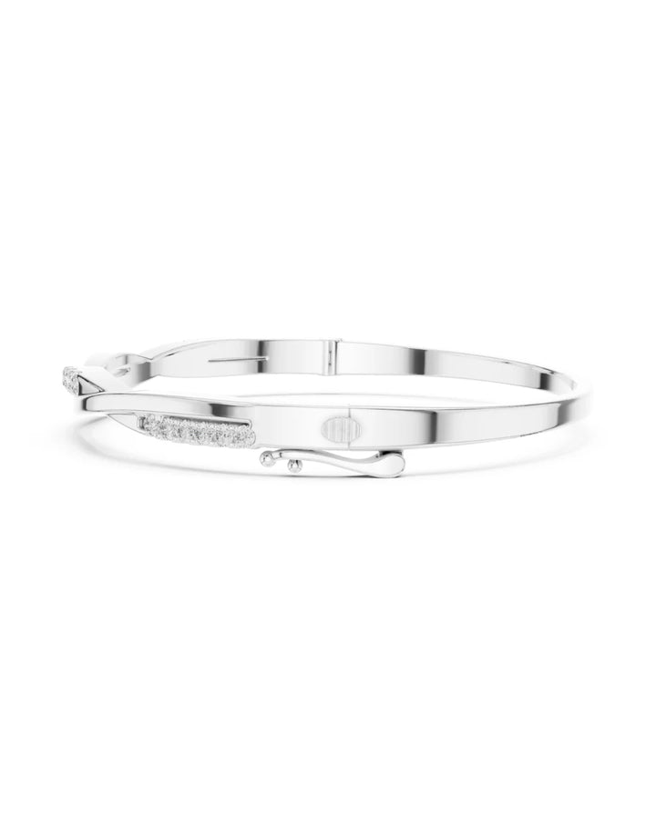 18K White Gold Vermeil Iris Infinity Moissanite Bangle Bracelet - 925 Sterling Silver by Carat For You 2