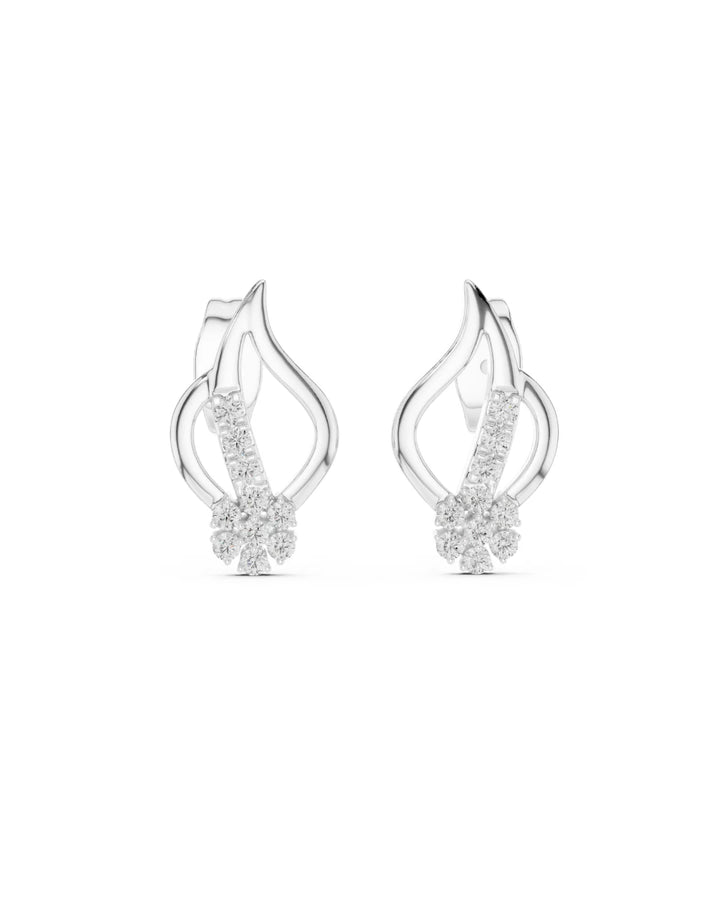 18K White Gold Vermeil Kaia Floral Flame Moissanite Stud Earrings