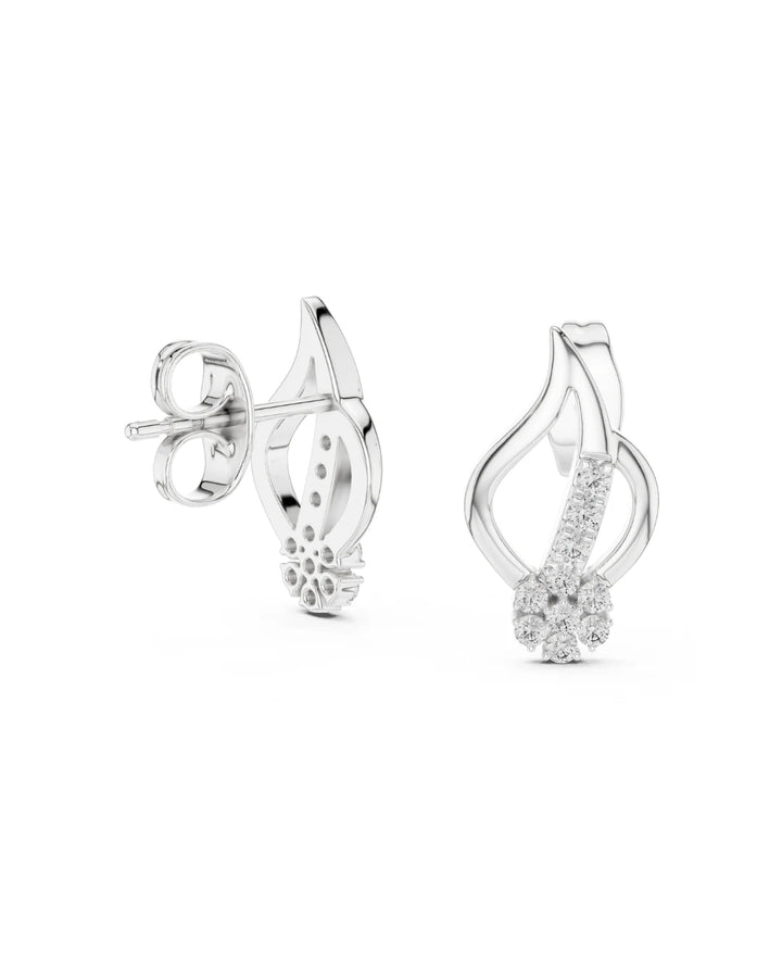 18K White Gold Vermeil Kaia Floral Flame Moissanite Stud Earrings in 925 Sterling Silver
