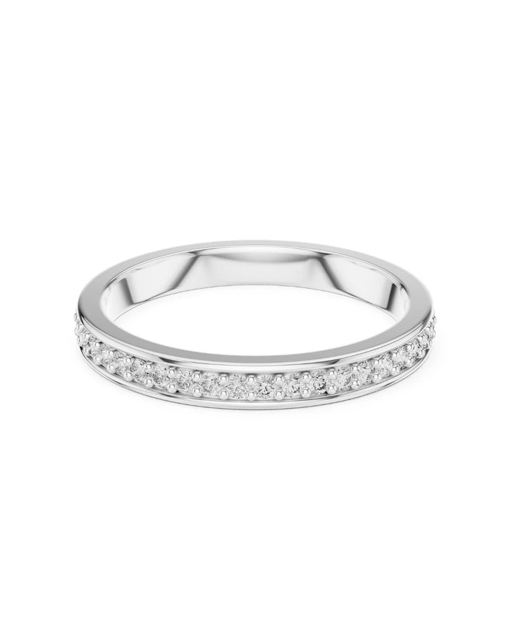 18K White Gold Vermeil Kaia Moissanite Half Eternity Band Ring in 925 Sterling Silver