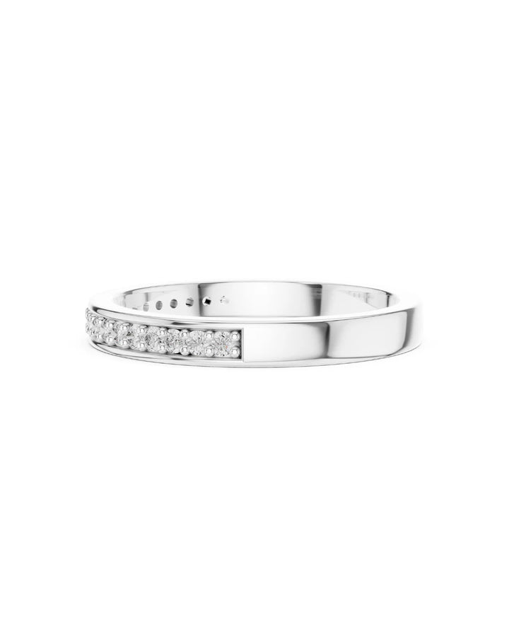 18K White Gold Vermeil Kaia Moissanite Half Eternity Band Ring in 925 Sterling Silver by Carat For You