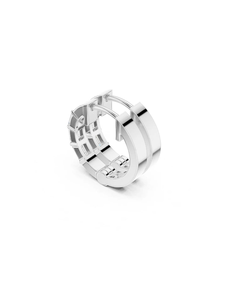 18K White Gold Vermeil Kate Emerald Cut Moissanite Huggie Earrings - 925 Sterling Silver by Carat For You