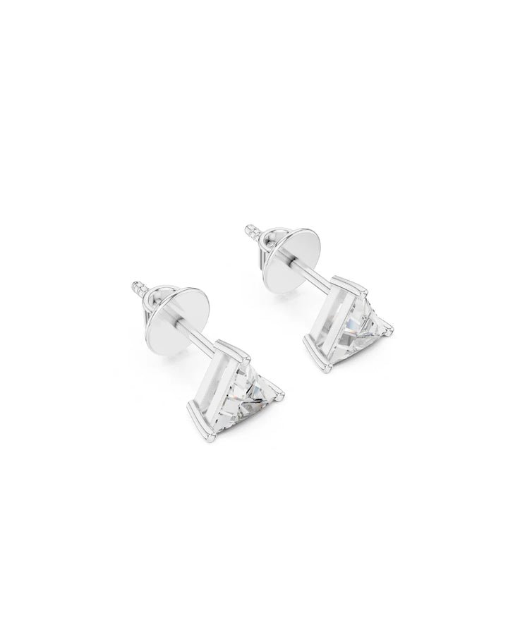 18K White Gold Vermeil Kyra Triangle Moissanite Solitaire Stud Earrings