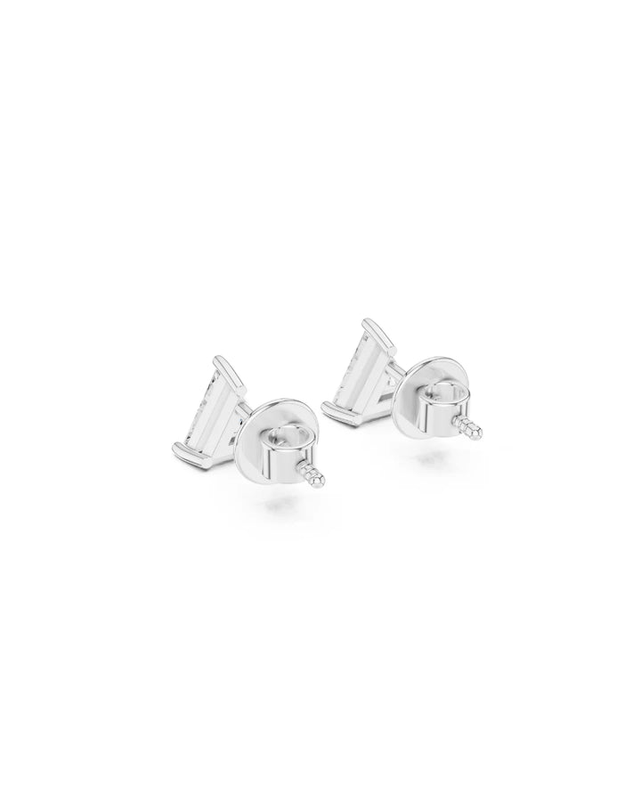18K White Gold Vermeil Kyra Triangle Moissanite Solitaire Stud Earrings in 925 Sterling Silver