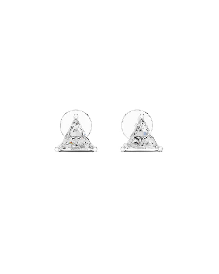 18K White Gold Vermeil Kyra Triangle Moissanite Solitaire Stud Earrings in 925 Sterling Silver in 925 Sterling Silver