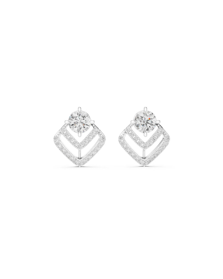 18K White Gold Vermeil Lea Double V Moissanite Chevron Earrings
