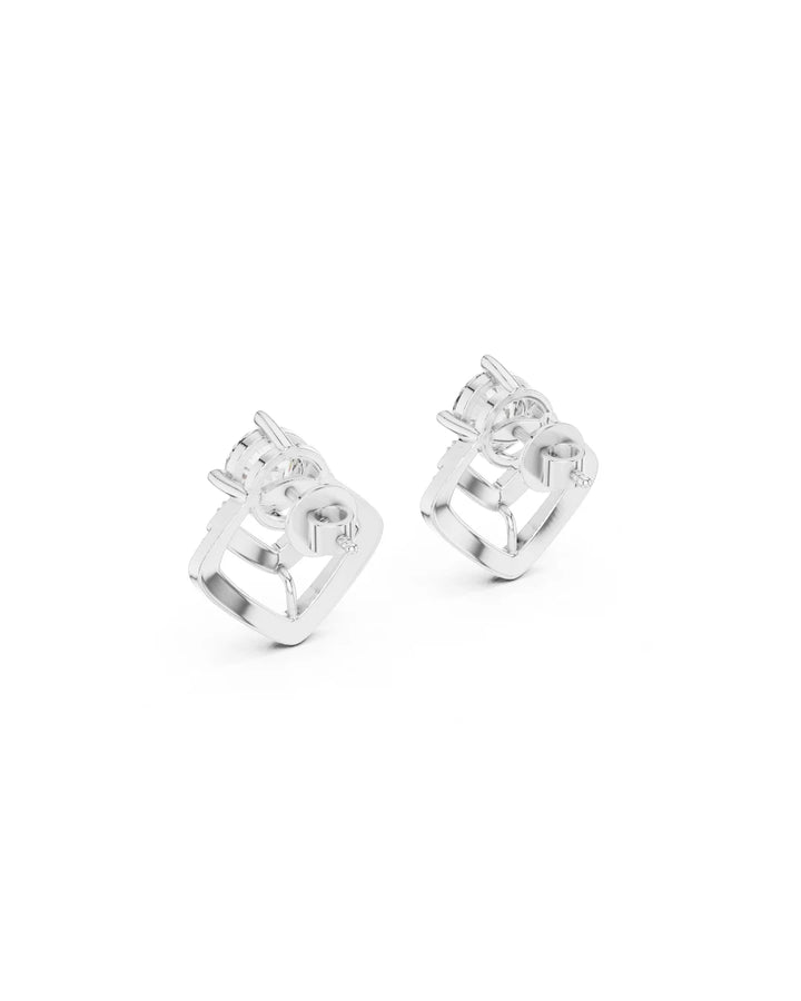 18K White Gold Vermeil Lea Double V Moissanite Chevron Earrings in 925 Sterling Silver by Carat For You