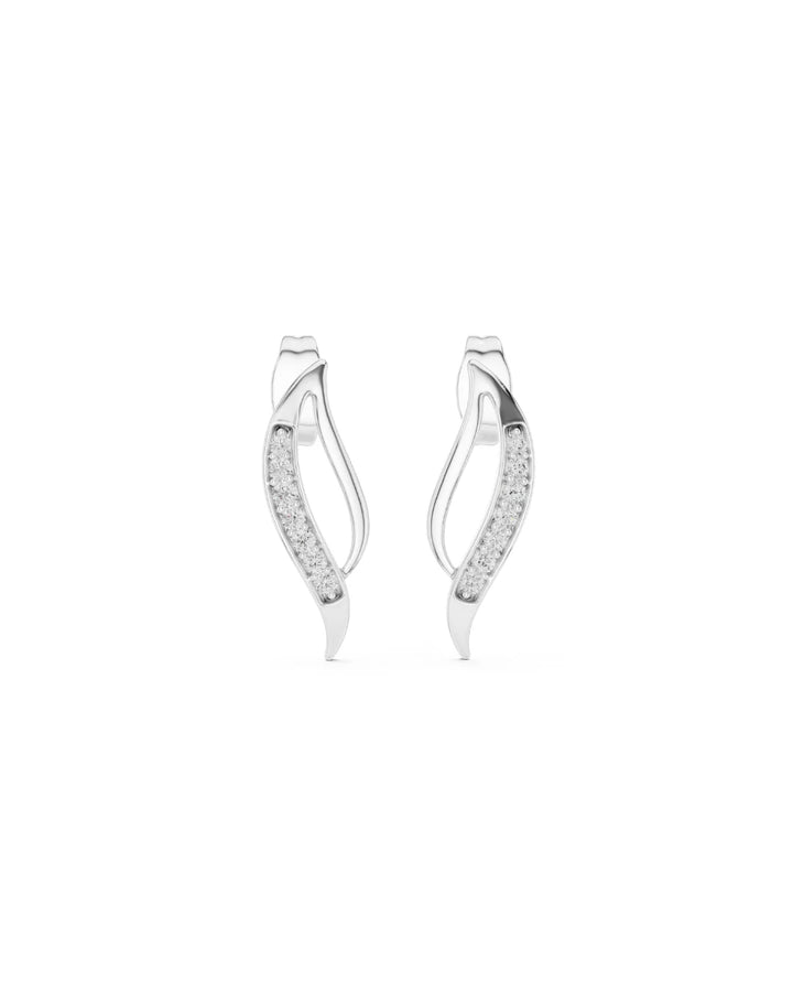 18K White Gold Vermeil Liora Wave Moissanite Earrings