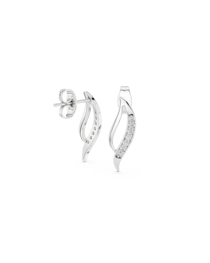 18K White Gold Vermeil Liora Wave Moissanite Earrings in 925 Sterling Silver