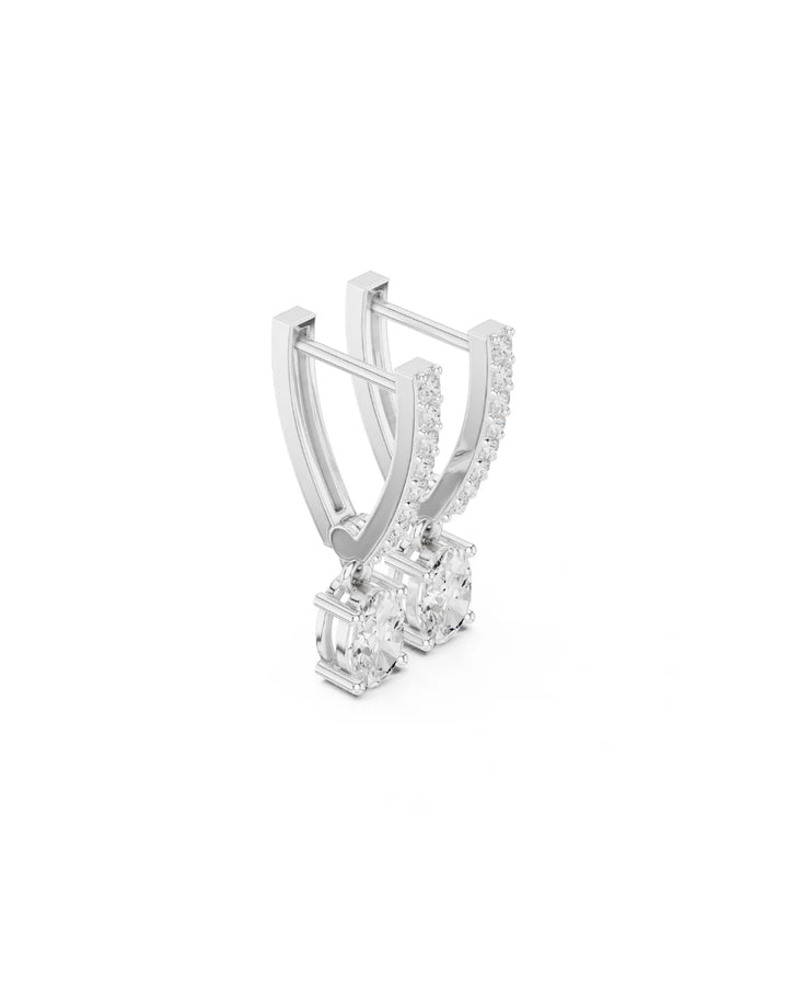 18K White Gold Vermeil May Dangle & Drop Oval Moissanite Earrings - 925 Sterling Silver