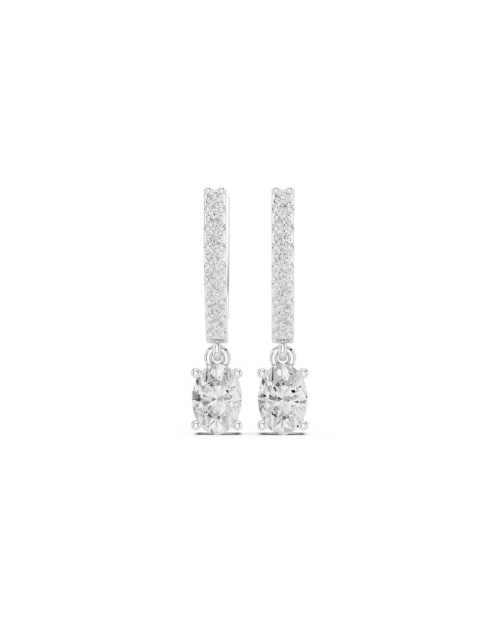 18K White Gold Vermeil May Dangle & Drop Oval Moissanite Earrings - 925 Sterling Silver by Carat For You