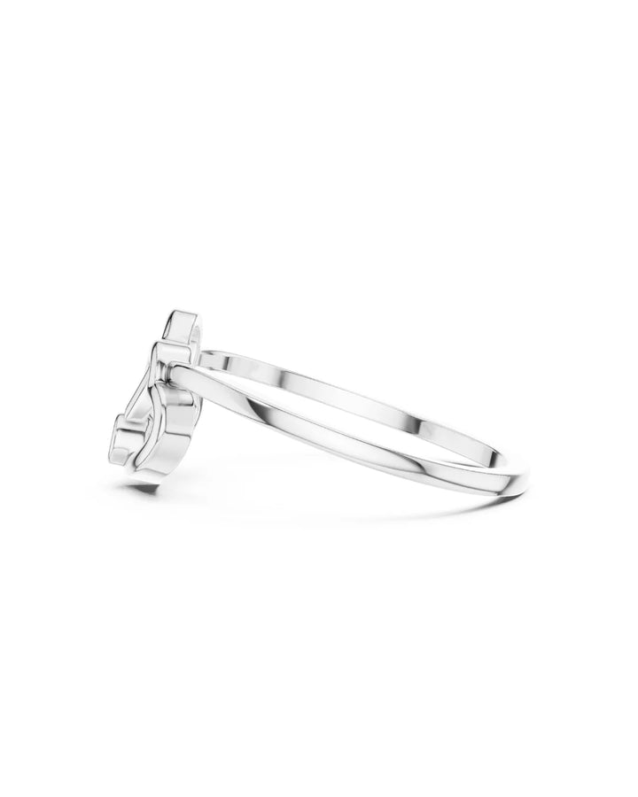 18K White Gold Vermeil Minimalist TwinHeart Moissanite Ring in 925 Sterling Silver by Carat For You