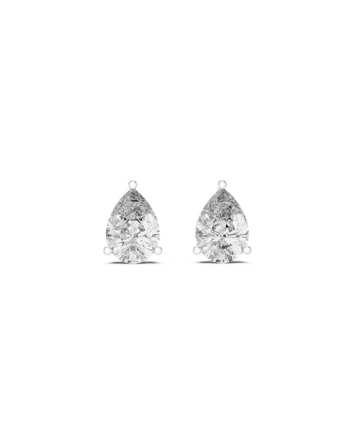 18K White Gold Vermeil Myra Pear Moissanite Solitaire Stud Earrings