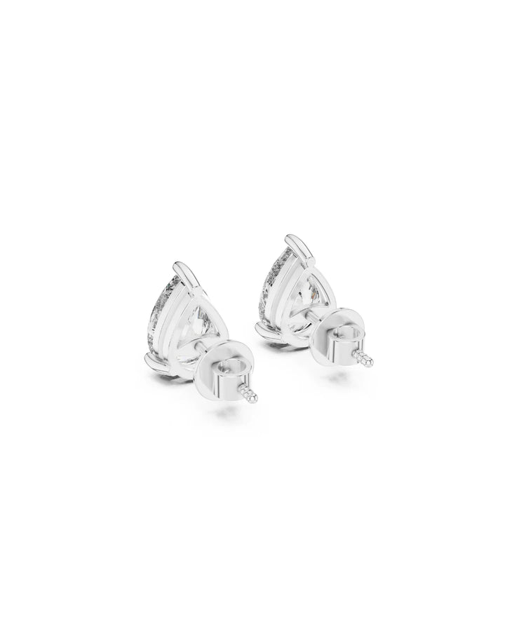 18K White Gold Vermeil Myra Pear Moissanite Solitaire Stud Earrings in 925 Sterling Silver