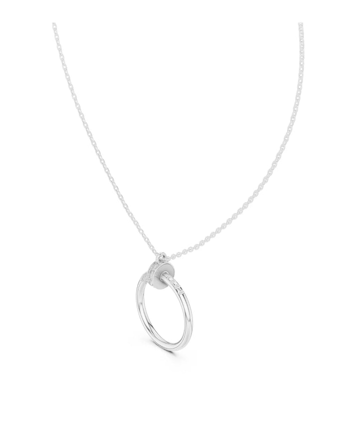 18K White Gold Vermeil Nehal Endless Loop Moissanite Pendant in 925 Sterling Silver