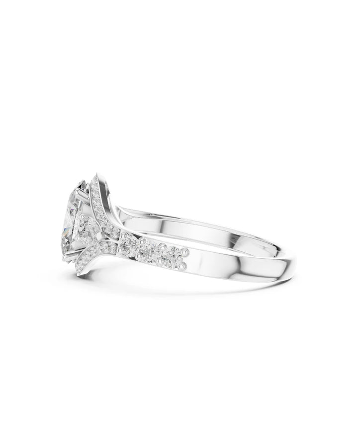 18K White Gold Vermeil Neriah Oval & Pear Moissanite Split Shank Engagement Ring in 925 Sterling Silver by Carat For You