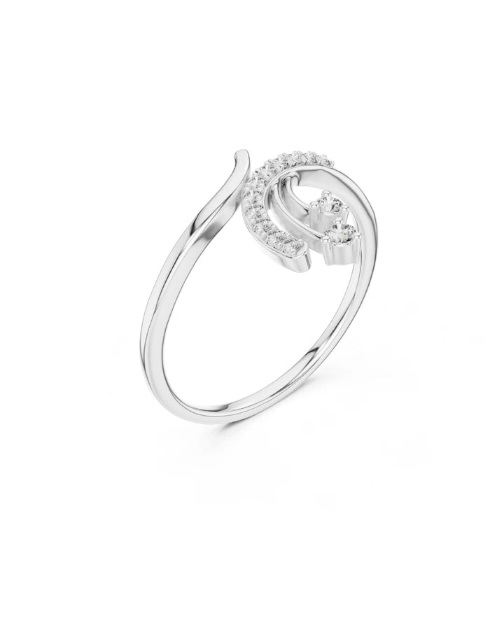 18K White Gold Vermeil Niva Shooting Star Statement Moissanite Ring in 925 Sterling Silver