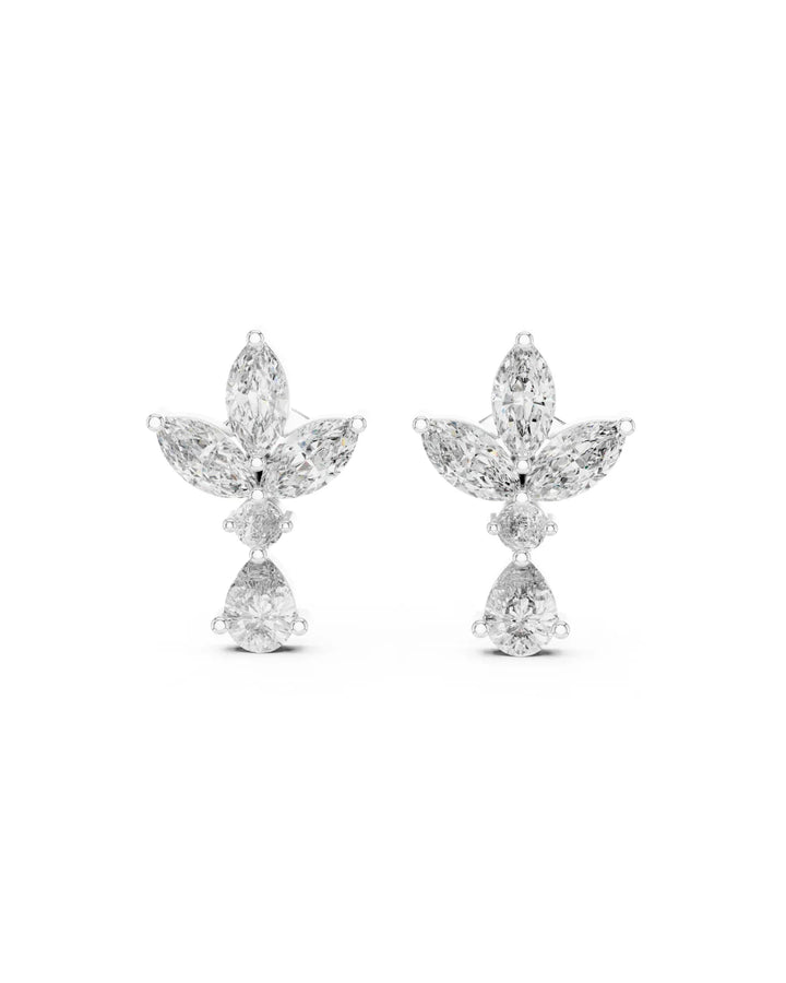 18K White Gold Vermeil Noelle Petal Marquise & Pear Moissanite Earrings