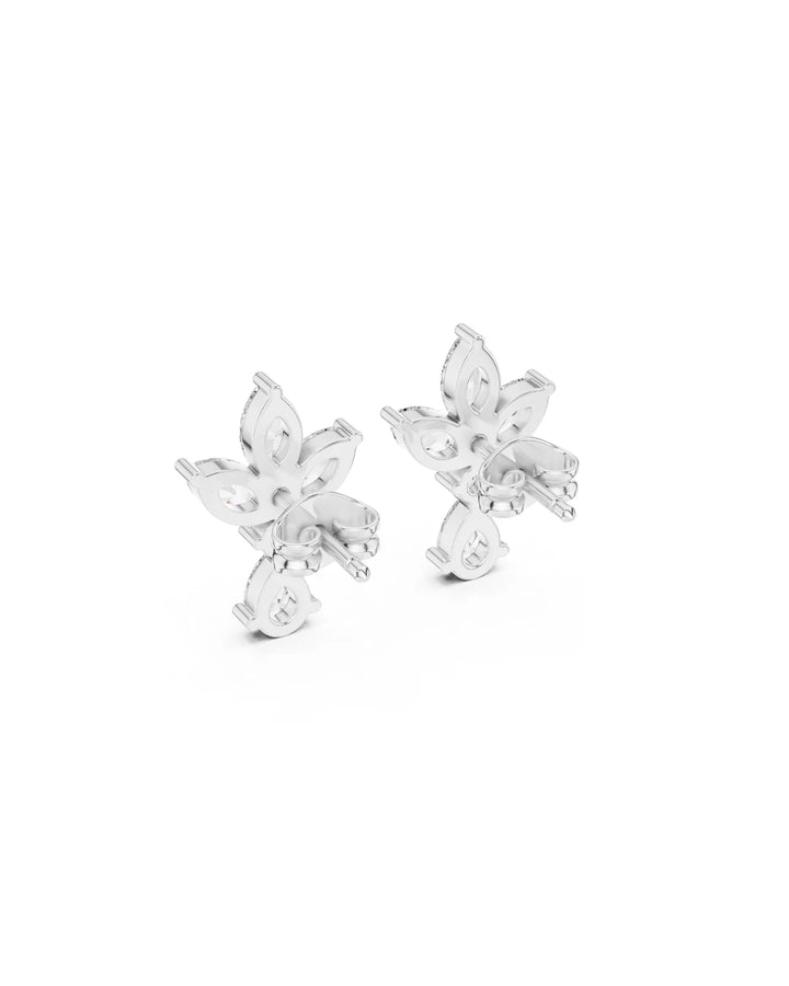 18K White Gold Vermeil Noelle Petal Marquise & Pear Moissanite Earrings in 925 Sterling Silver by Carat For You