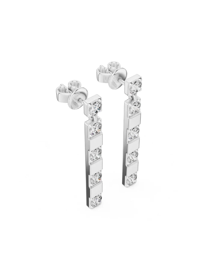18K White Gold Vermeil Nora Moissanite Bar Dangle & Drop Earrings