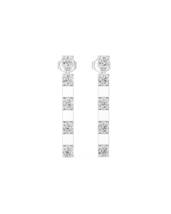 18K White Gold Vermeil Nora Moissanite Bar Dangle & Drop Earrings in 925 Sterling Silver