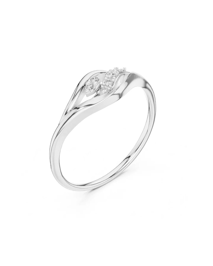 18K White Gold Vermeil Ocean Whisper Moissanite Ring in 925 Sterling Silver