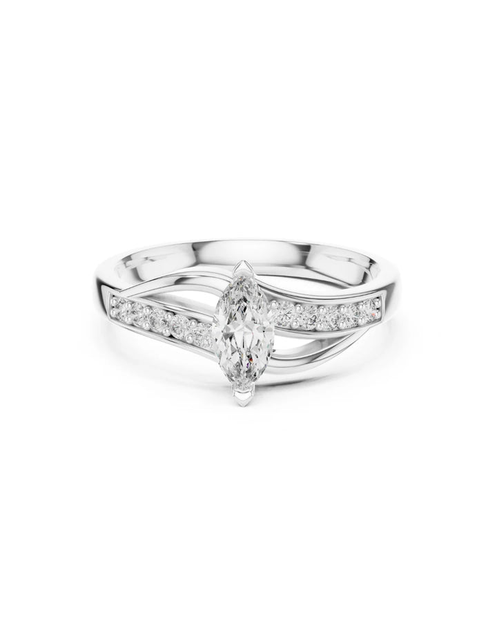 18K White Gold Vermeil Ophelia Marquise Moissanite Statement Ring