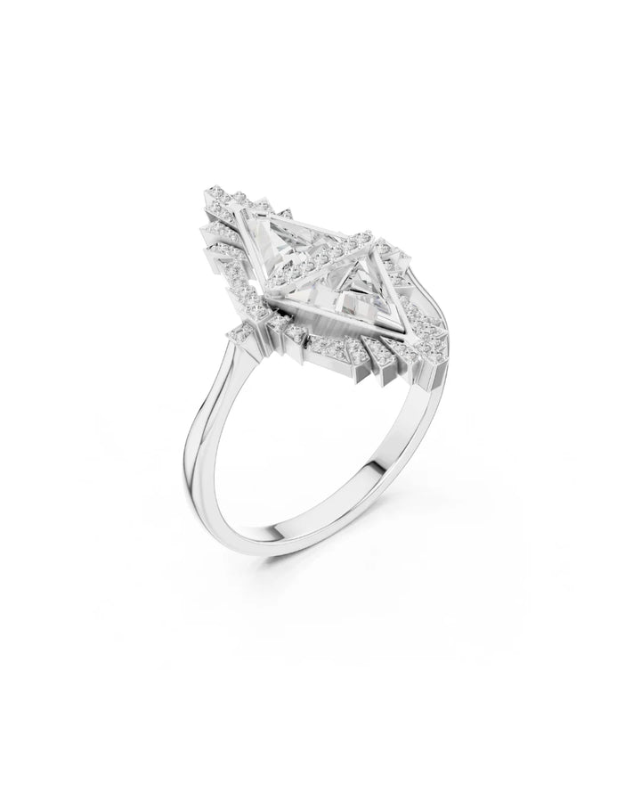18K White Gold Vermeil Orion Mirage Moissanite Cocktail Ring