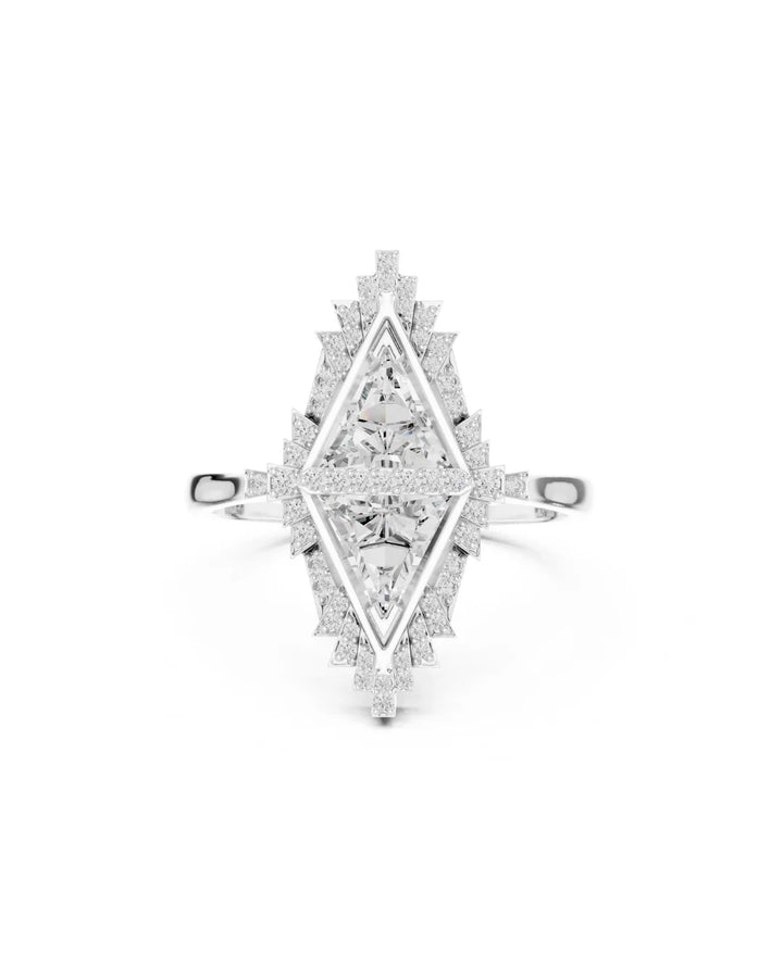 18K White Gold Vermeil Orion Mirage Moissanite Cocktail Ring in 925 Sterling Silver