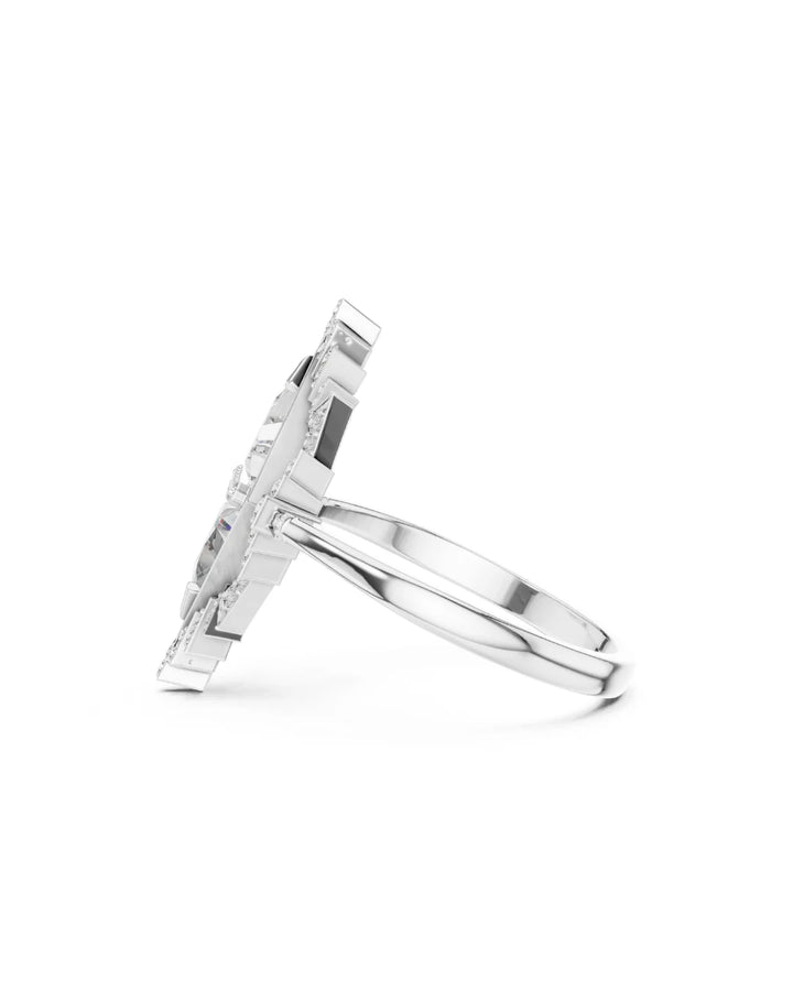 18K White Gold Vermeil Orion Mirage Moissanite Cocktail Ring in 925 Sterling Silver by Carat For You