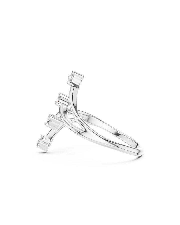 18K White Gold Vermeil Pia Modern Bypass Moissanite Open Band Ring in 925 Sterling Silver by Carat For You