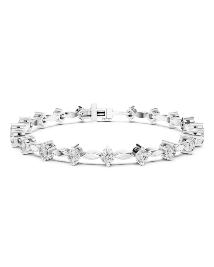 18K White Gold Vermeil Purv PetalLink Moissanite Bracelet