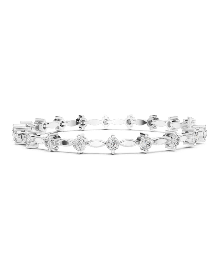 18K White Gold Vermeil Purv PetalLink Moissanite Bracelet in 925 Sterling Silver