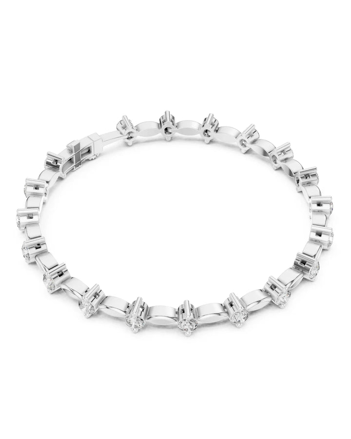 18K White Gold Vermeil Purv PetalLink Moissanite Bracelet in 925 Sterling Silver by Carat For You