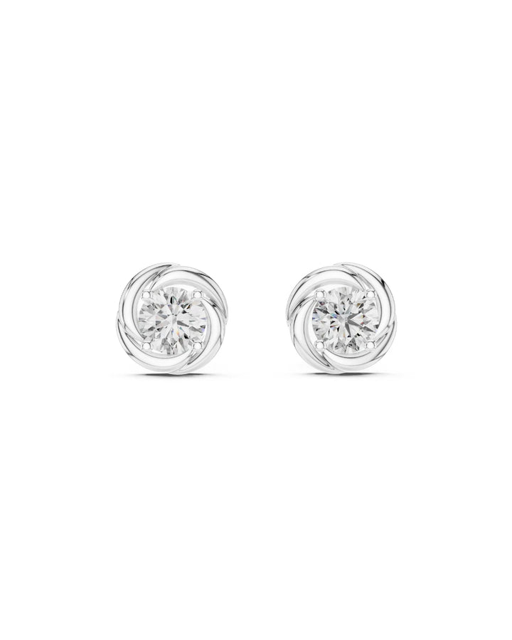 18K White Gold Vermeil Rhea Floral Moissanite Mini Stud Earrings