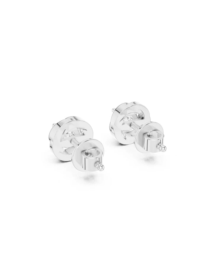 18K White Gold Vermeil Rhea Floral Moissanite Mini Stud Earrings in 925 Sterling Silver by Carat For You