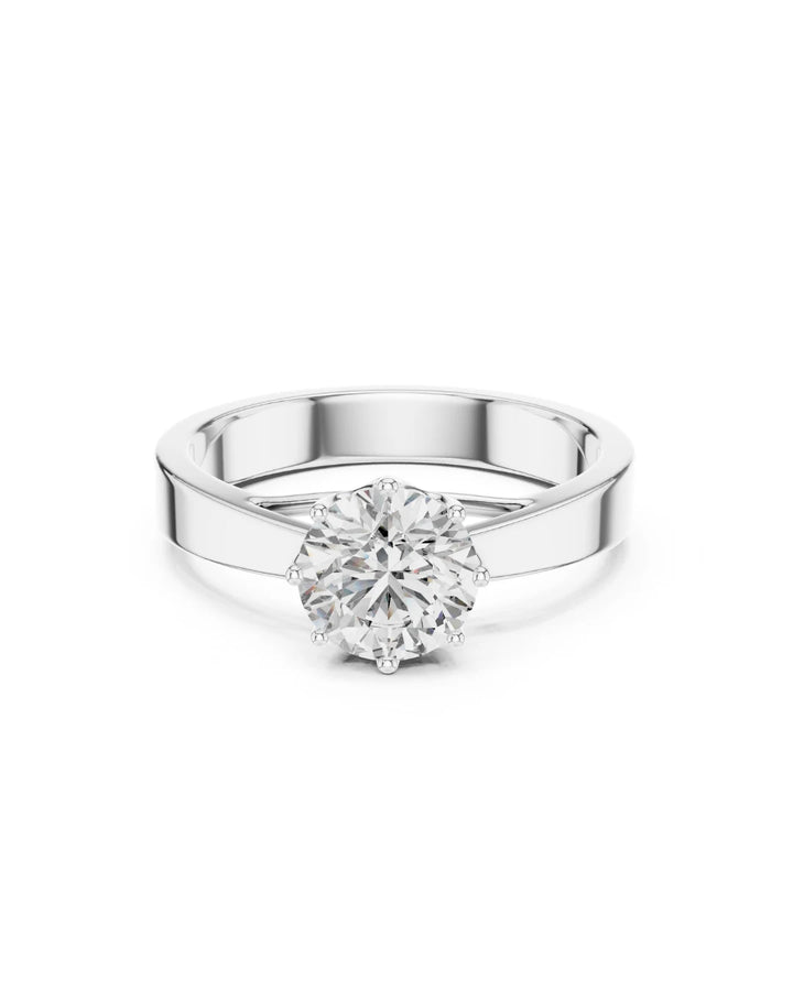 18K White Gold Vermeil Sara Cathedral Shank Moissanite Solitaire Engagement Ring 