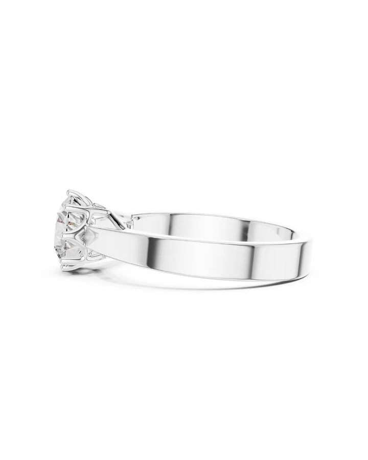 18K White Gold Vermeil Sara Cathedral Shank Moissanite Solitaire Engagement Ring in 925 Sterling Silver