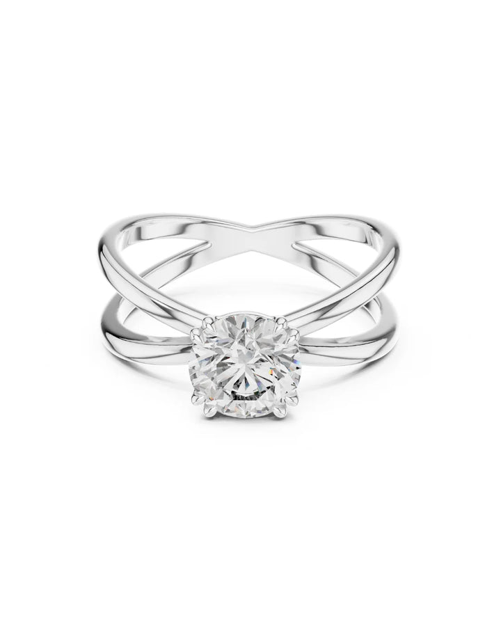 18K White Gold Vermeil Serenity Double Split Band Moissanite Ring
