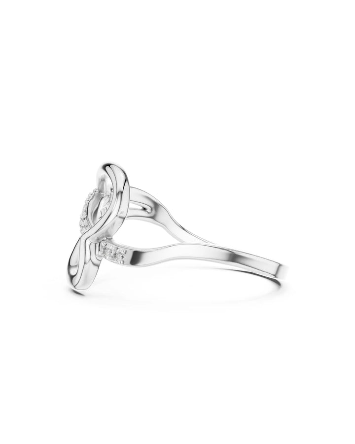 18K White Gold Vermeil Sian Crossover Pave Moissanite Band Statement Ring in 925 Sterling Silver by Carat For You