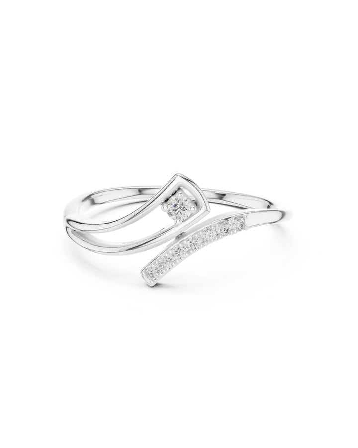 18K White Gold Vermeil Tia Dual Curve Moissanite Statement Ring