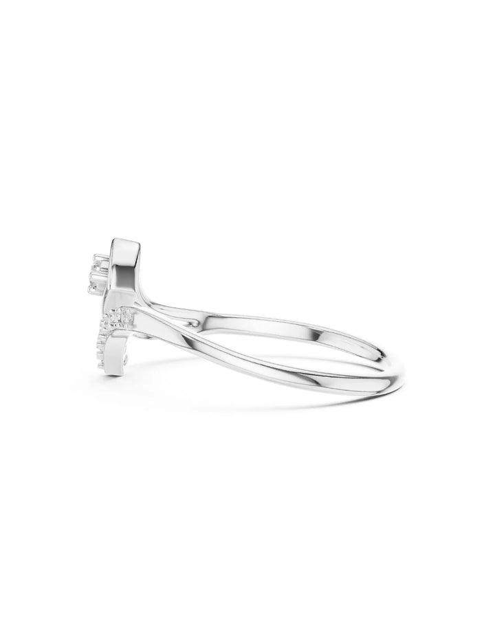 18K White Gold Vermeil Tia Dual Curve Moissanite Statement Ring in 925 Sterling Silver by Carat For You